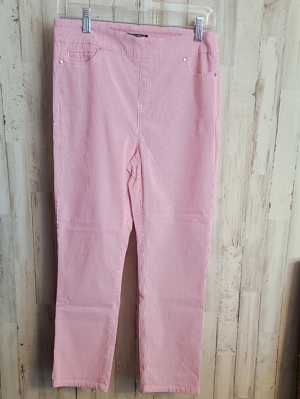 Mario Serrani Pink and White Pinstripe Pants